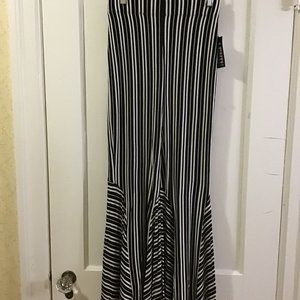 NWT BEAUFILLE HIGH WAIST BELL HEM RAYON PANTS. M